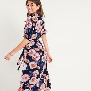 Old Navy Waist-Defined Ruffled Tie-Belt Midi Wrap